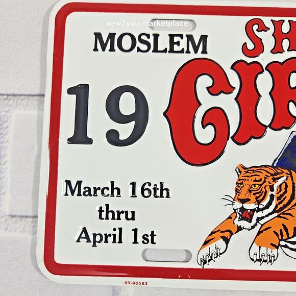1990/1991 Shrine Circus Booster License Plate Tiger Lion And Elephant vintage - Picture 3 of 5